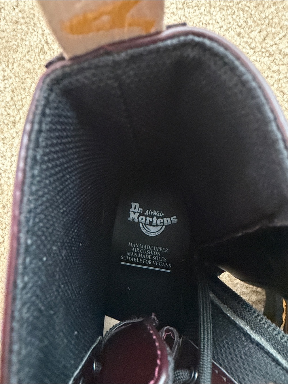 Dr. Martens Burgundy Lace-Up Platform Boots with Yellow Stitching - Picture 5 of 7
